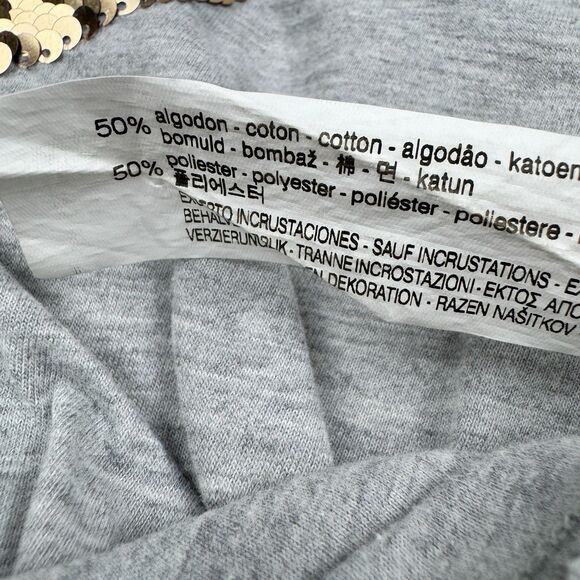 Zara Girls Flip Sequin Top Long Sleeve Gray Sequence Flipping Shirt Size 10 - Picture 10 of 10